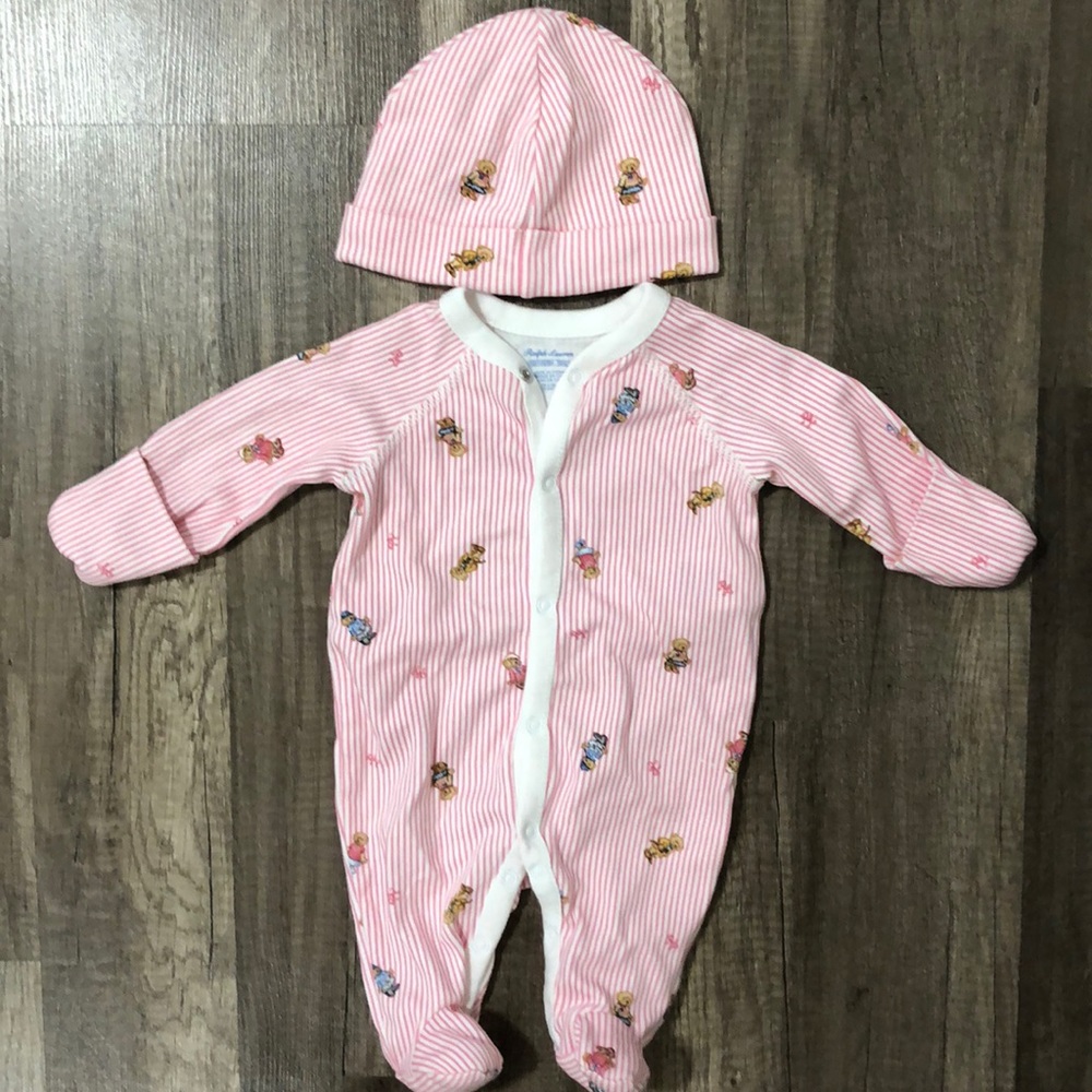 Ralph Lauren Footed Onesie with beanie